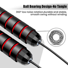 Premium Sports Speed Skipping Rope, Jump Rope with Pvc Handle, Multicolor Pvc Pencil Skipping Rope for Men, Women, Boys & Girls (Black & Red)