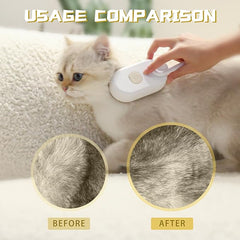 3-in-1 Steam Brush with Steamer - Suitable for Cats, Dogs and All Pets (White)