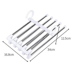 5 in 1 Hanger, Multi-Layer, Multi Purpose, Clothes Hanging Stainless Steel, Folding, Magic Hanger, Non-Slip, Space Saving, Closet Organizer Pack of 1
