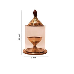 Brass and Glass Akhand Deep Diya with Cover for Puja | Deepam Jyot Diya Oil Lamp